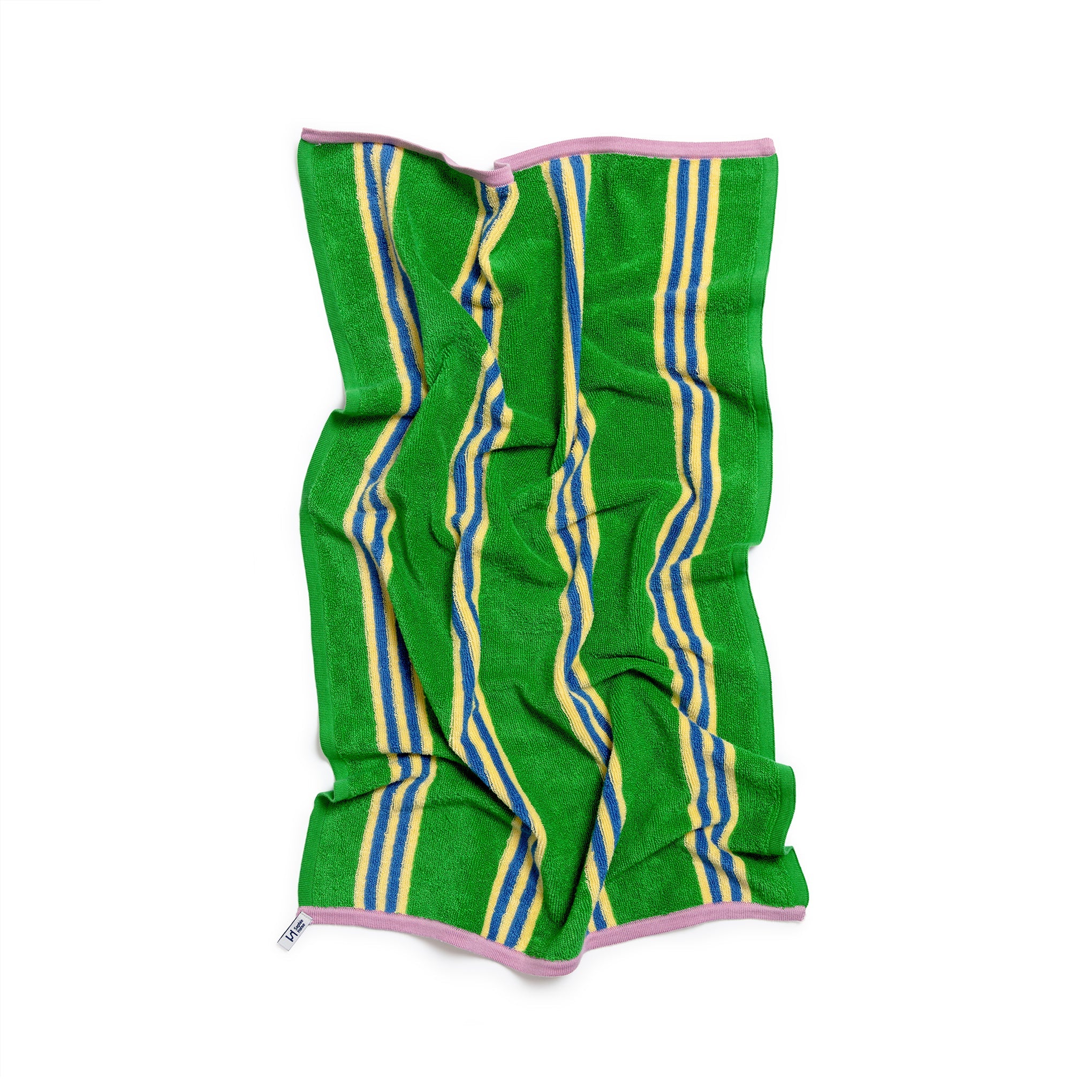 Striped Terry Towelling Hand Towel: Green