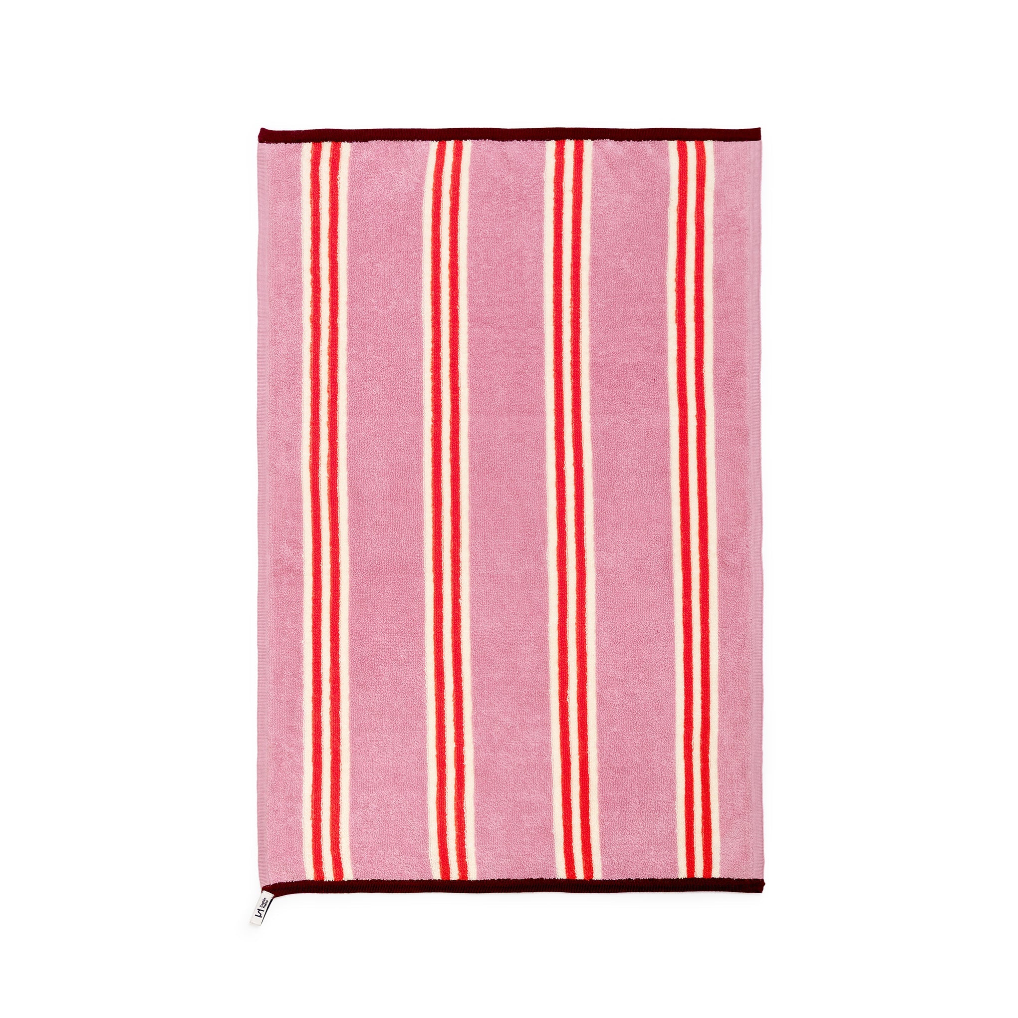 Striped Terry Towelling Hand Towel: Pink