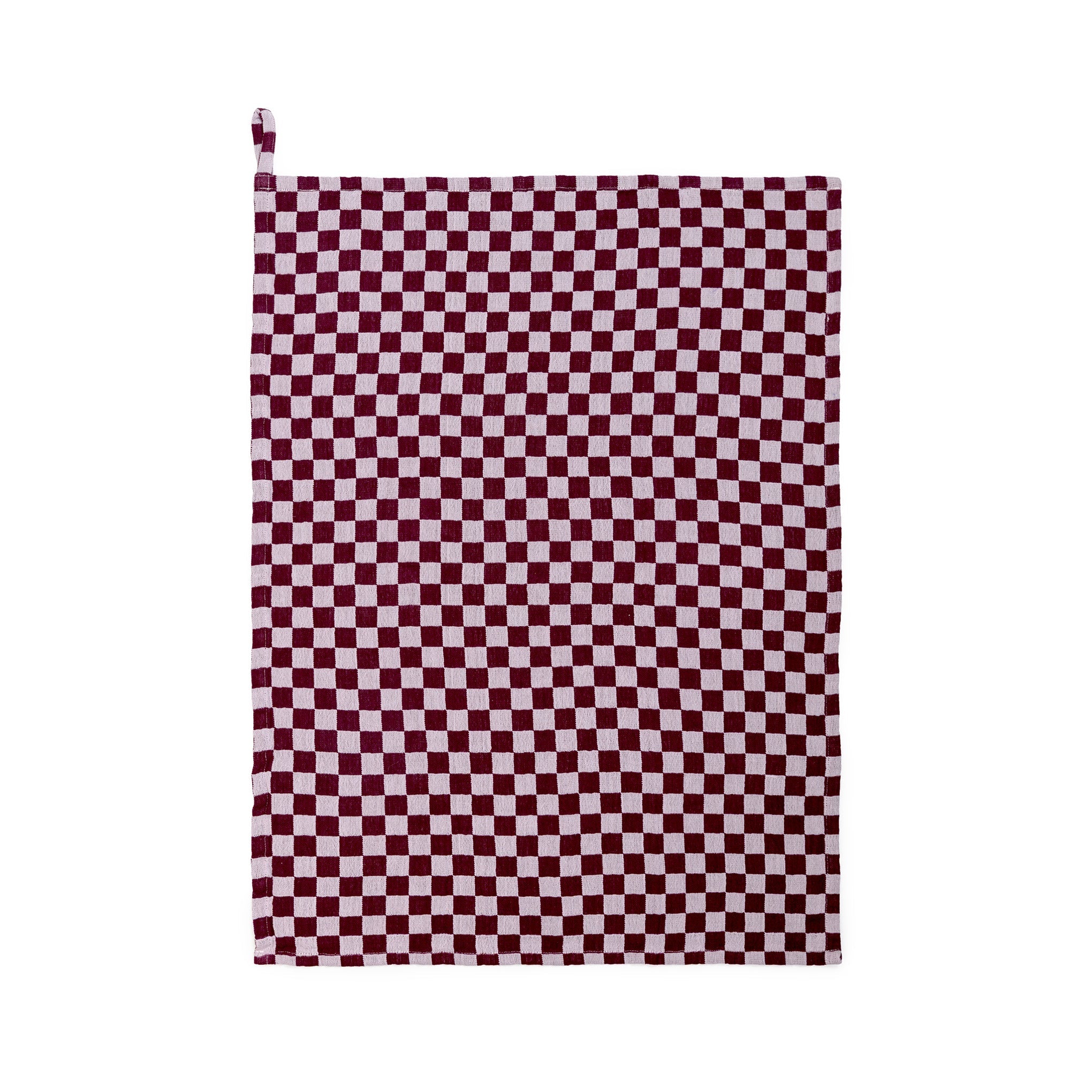 Cotton Check Hand Towel: Burgundy