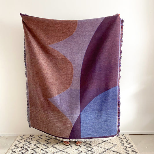 Stille Merino Wool Blanket: Cobalt & Pink