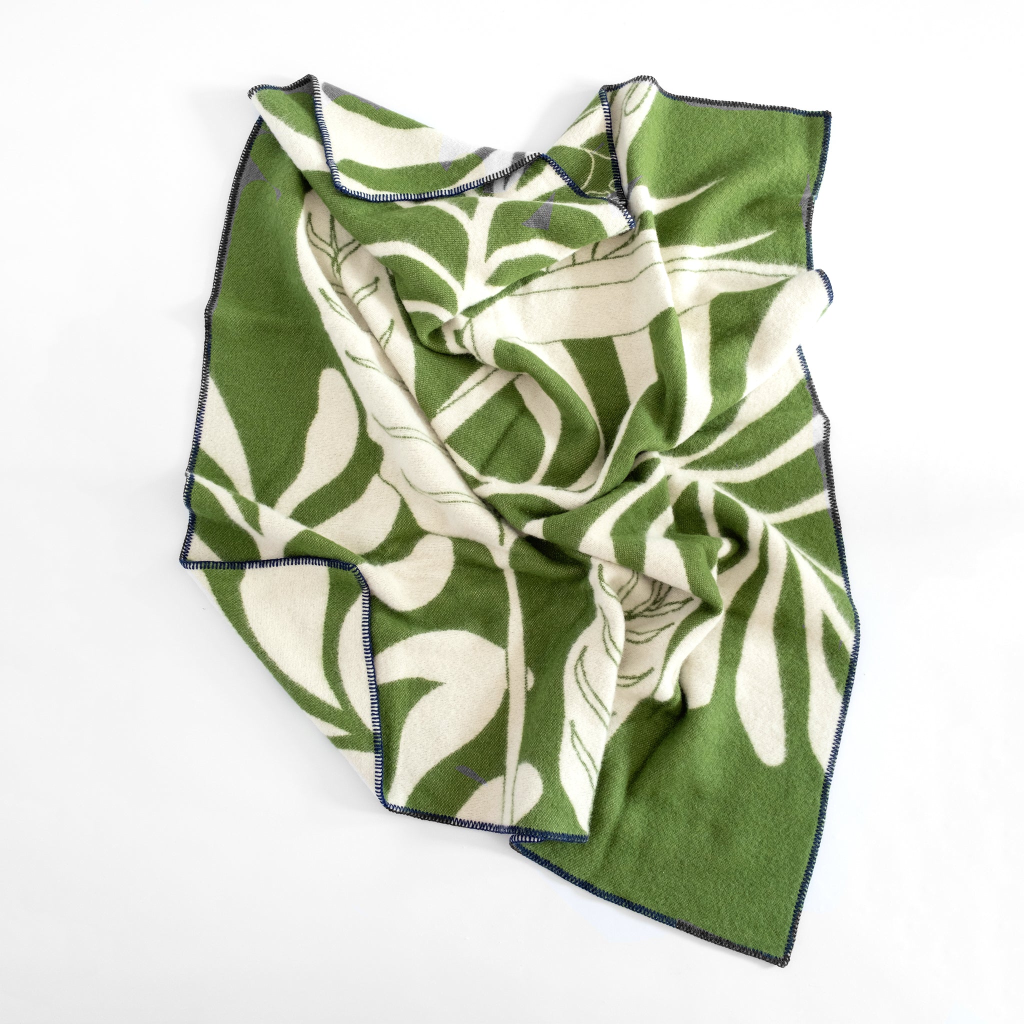 Leaf Wool Blanket: Green