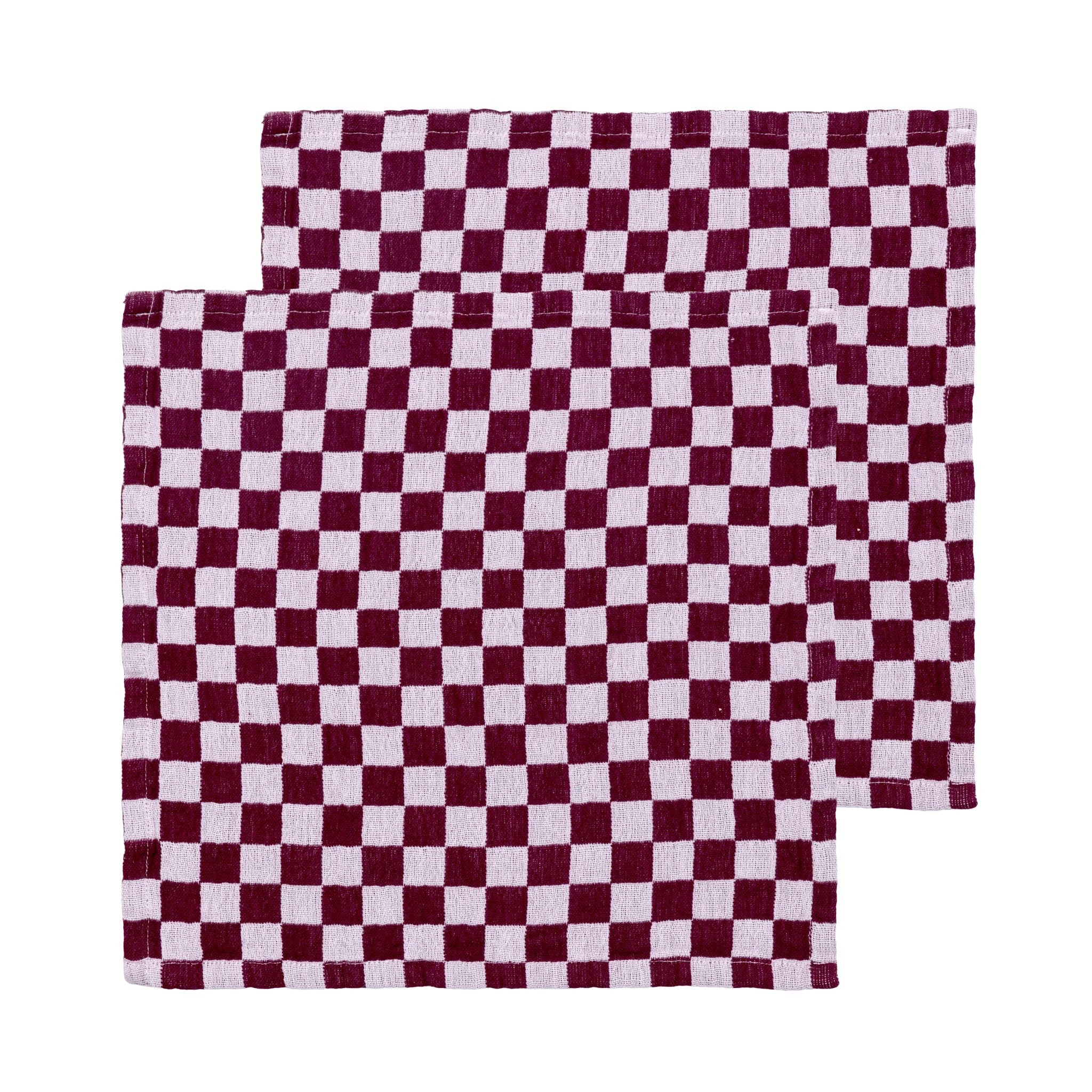 Check Cotton Napkin 2 Pack: Burgundy