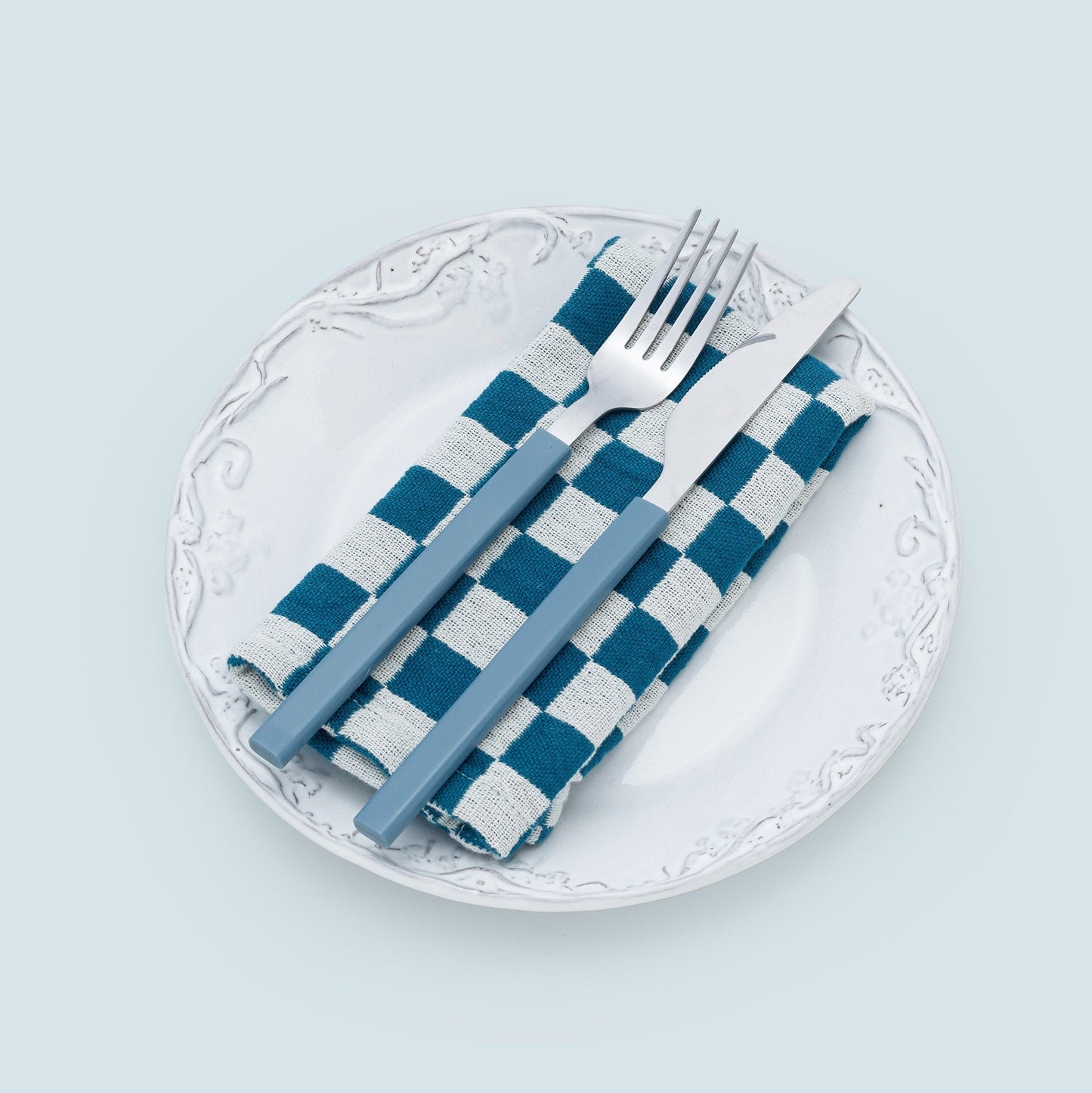 Check Cotton Napkin 2 Pack: Teal