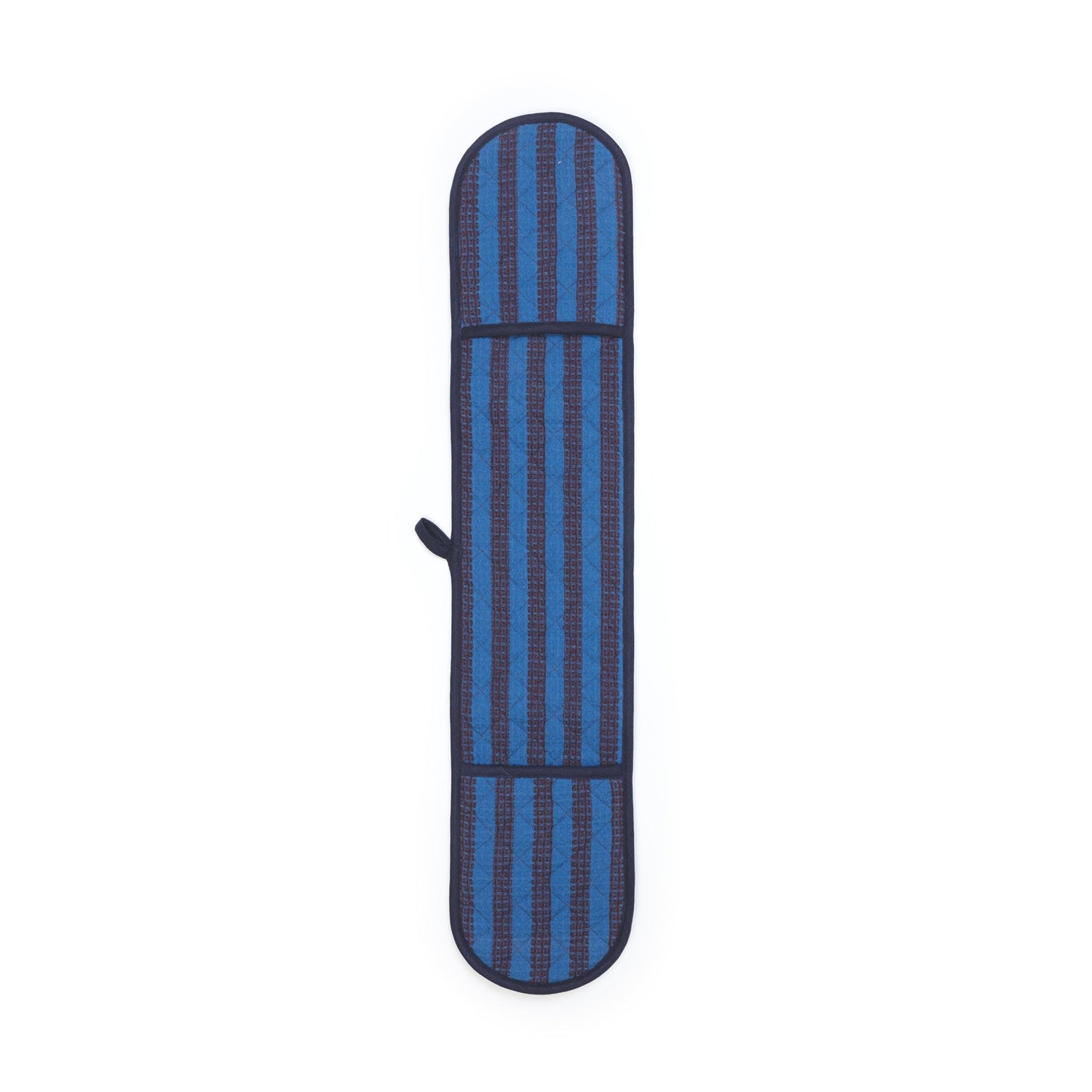 Striped Double Oven Glove: Cobalt & Burgundy