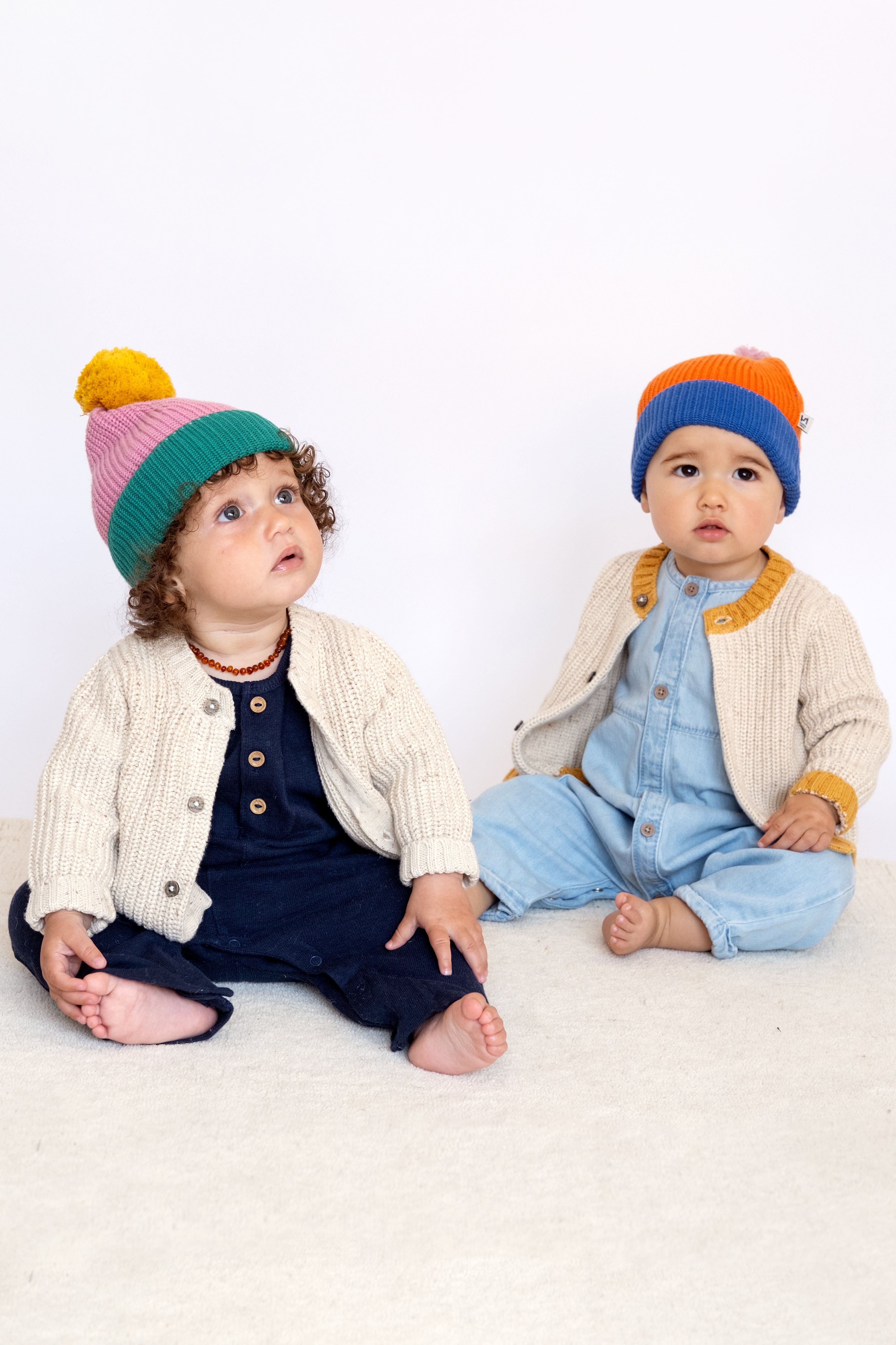 Baby Bobble Hat: Pink & Green