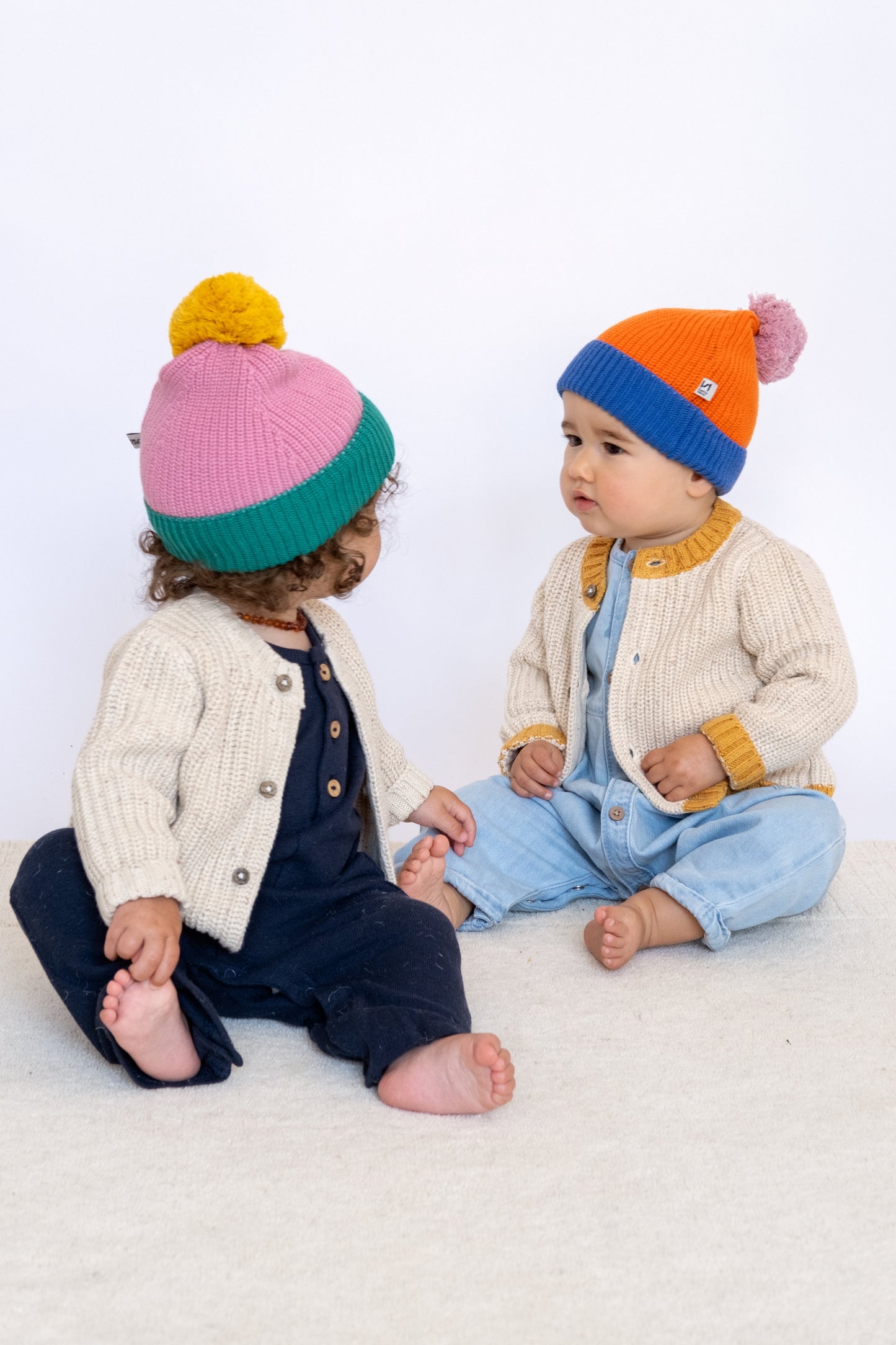 Baby Bobble Hat: Pink & Green