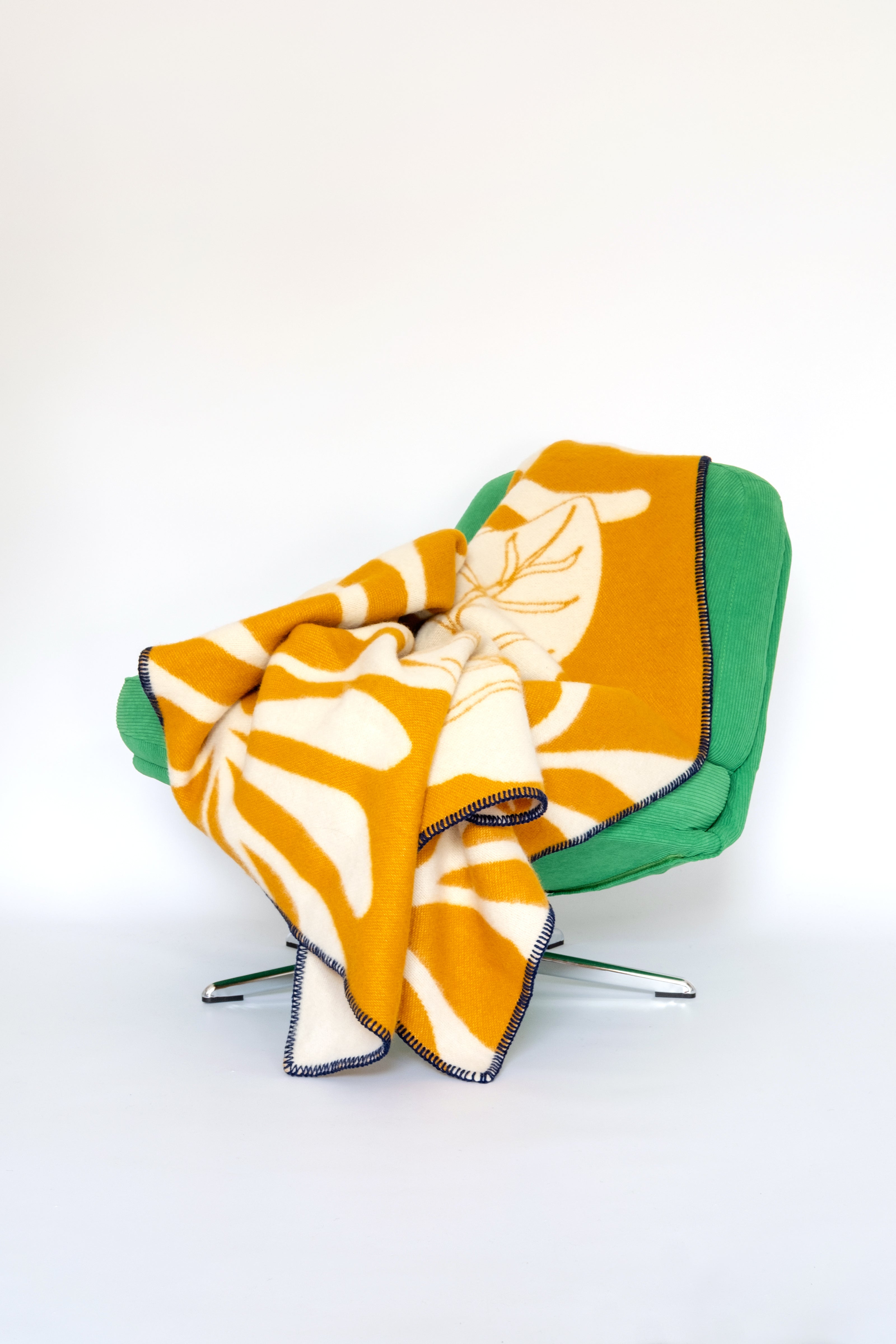Leaf Wool Blanket: Mustard