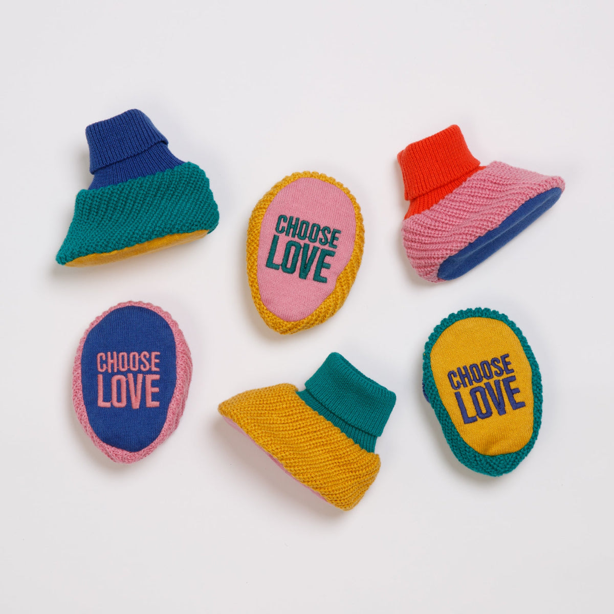 Choose Love Slippers & Striped Terry Washcloth Gift Set Bundle