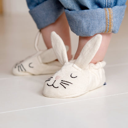 Rabbit Baby Booties: Ivory