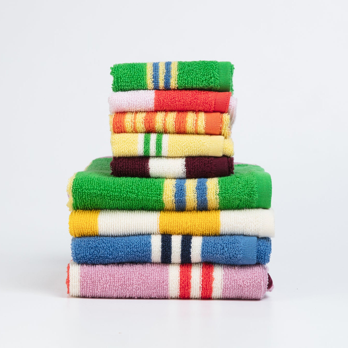 Striped Terry Towelling Hand Towel: Pink
