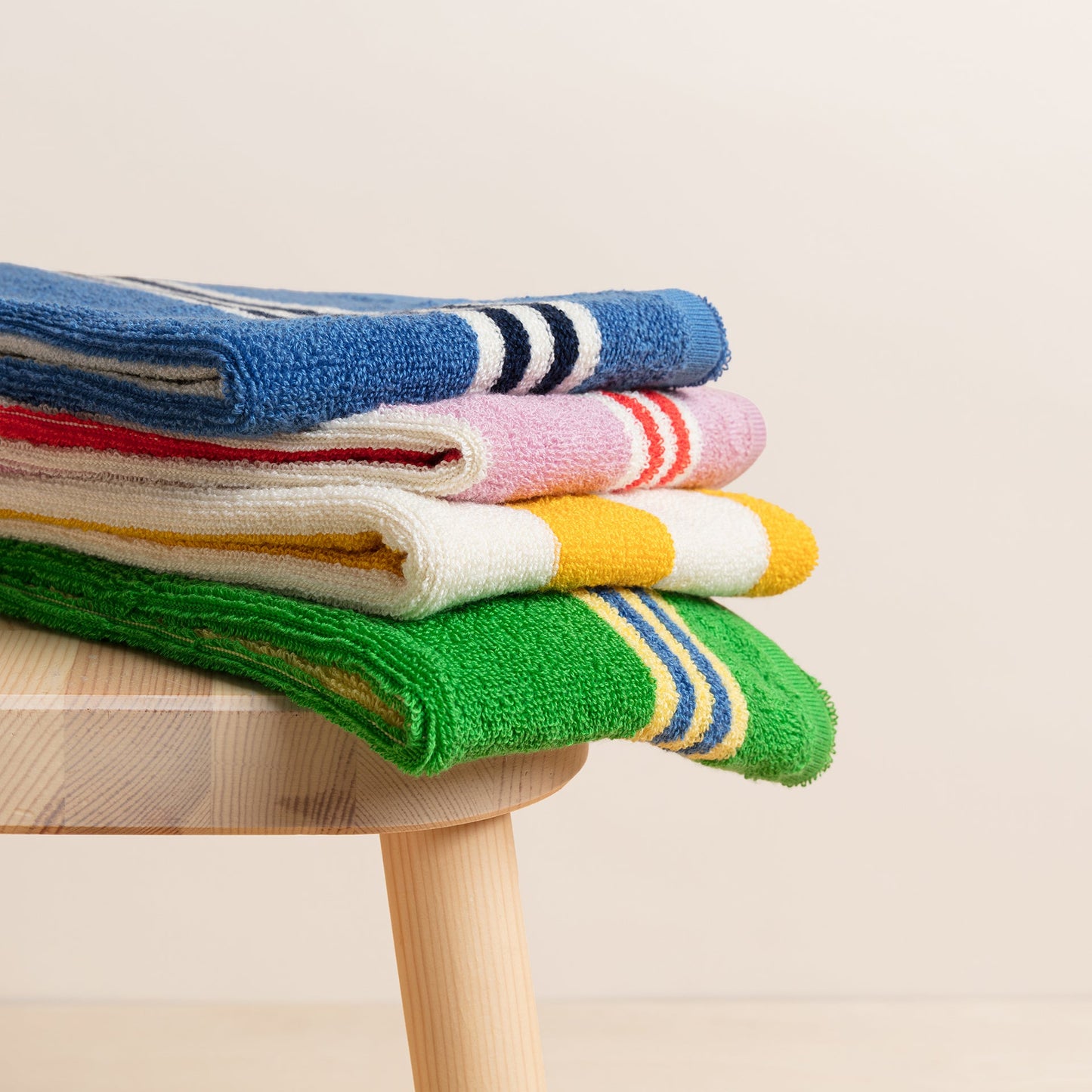 Striped Terry Towelling Hand Towel: Green