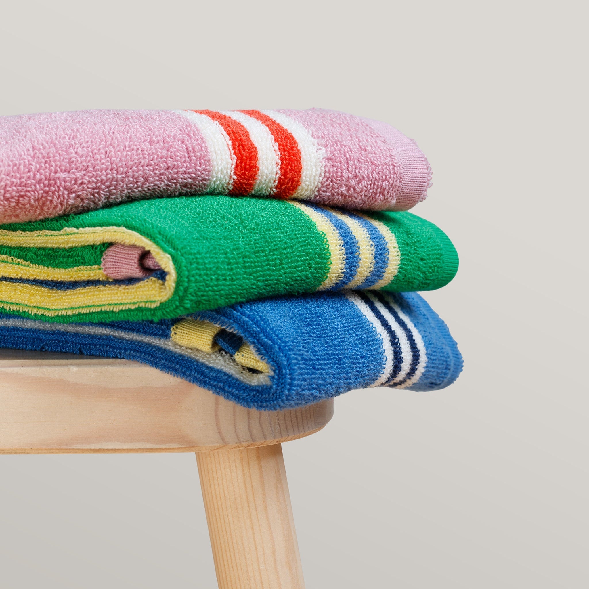 Striped Terry Towelling Hand Towel: Cobalt