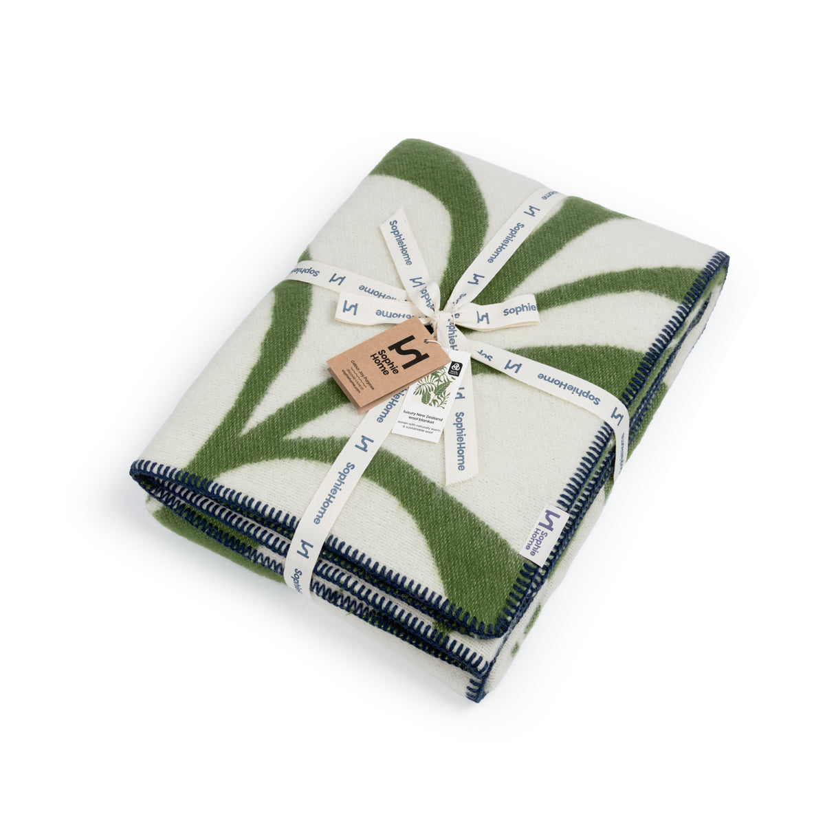 Leaf Wool Blanket: Green