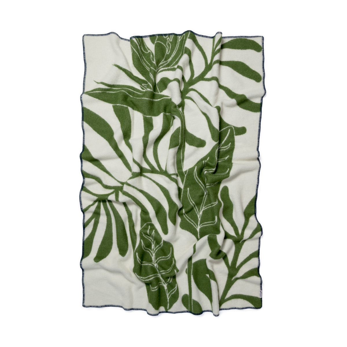 Leaf Wool Blanket: Green