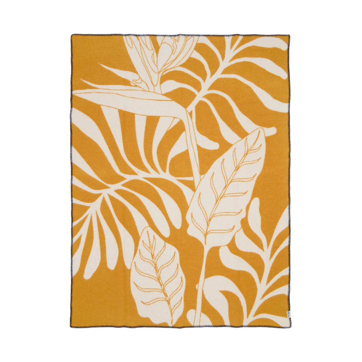 Leaf Wool Blanket: Mustard