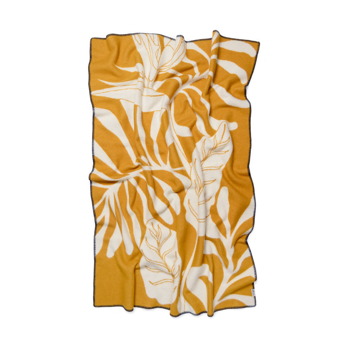 Leaf Wool Blanket: Mustard