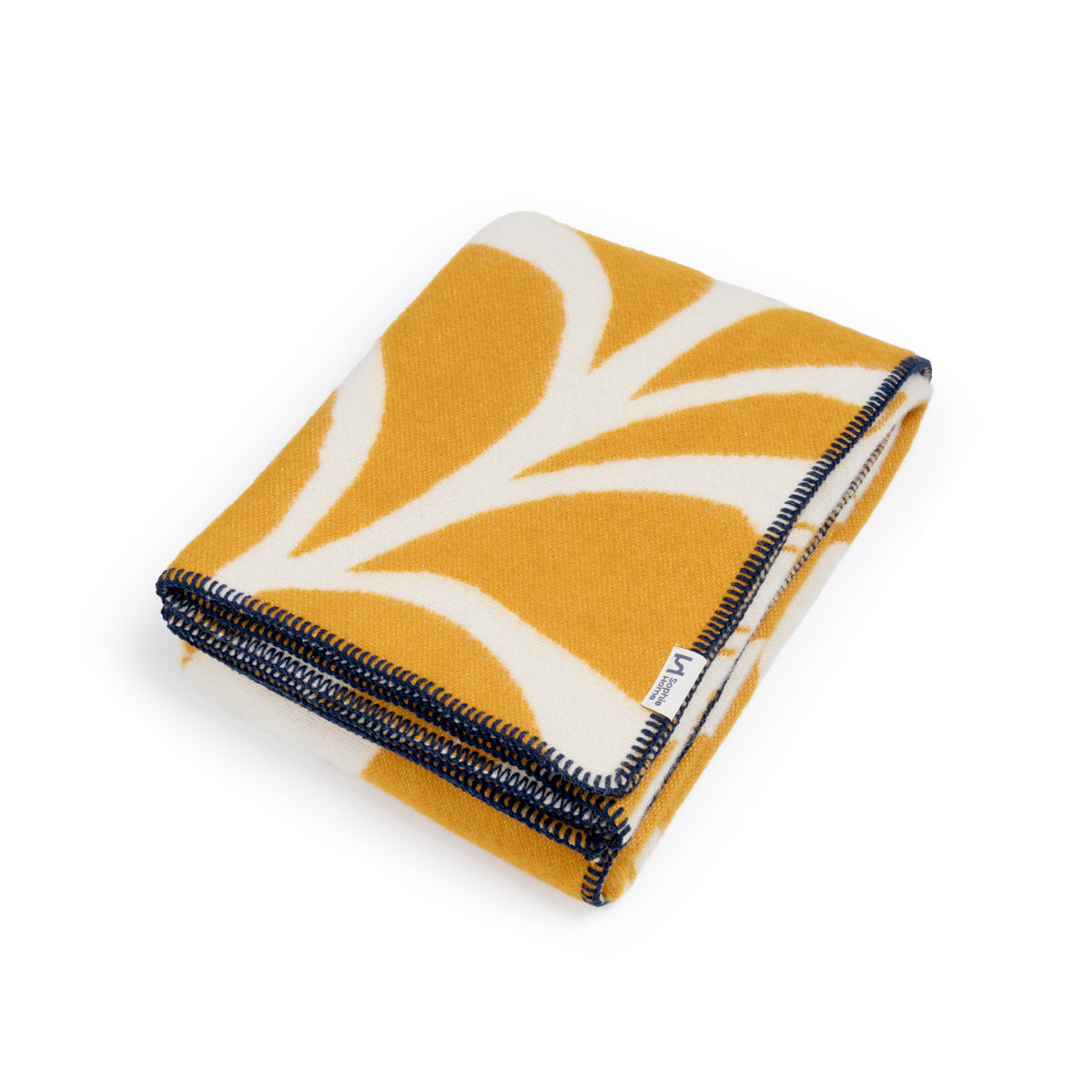 Leaf Wool Blanket: Mustard