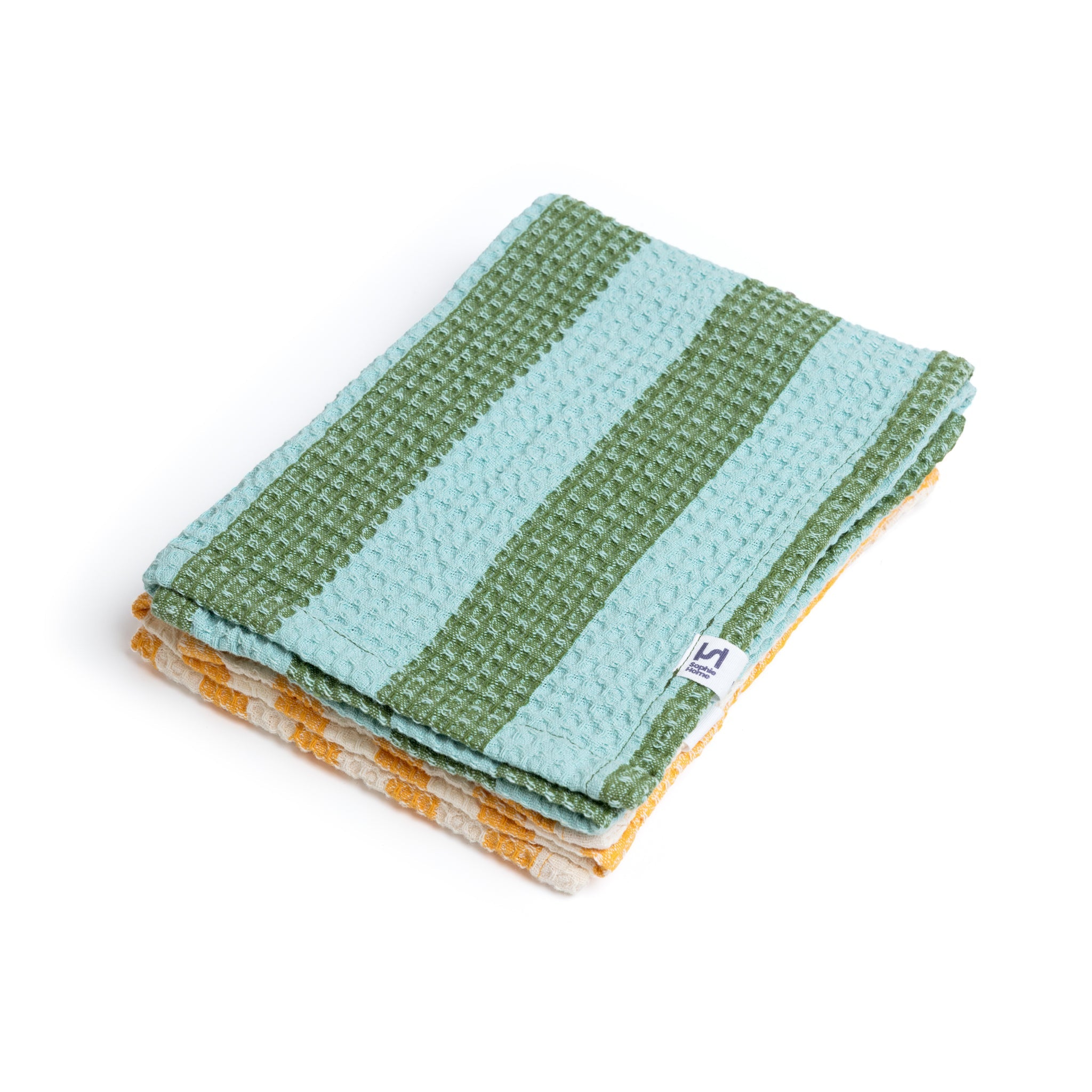 Cotton Waffle Tea Towel 2 Pack: Green & Citrus