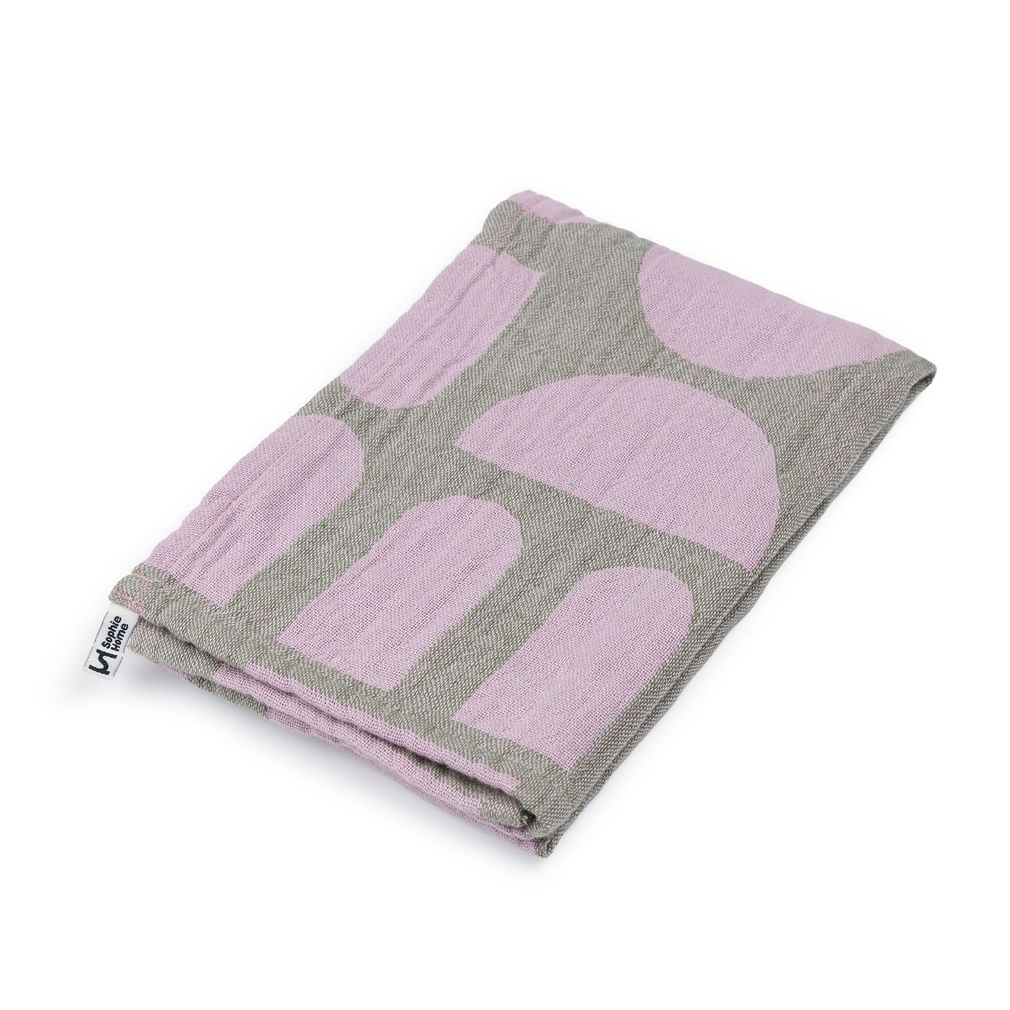 Designer Cotton Tea Towel: Stack The Dishes Green