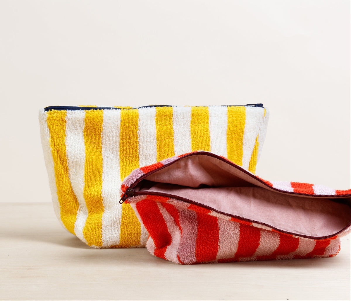 Striped Terry Towelling Wash Bag: Cobalt & Navy