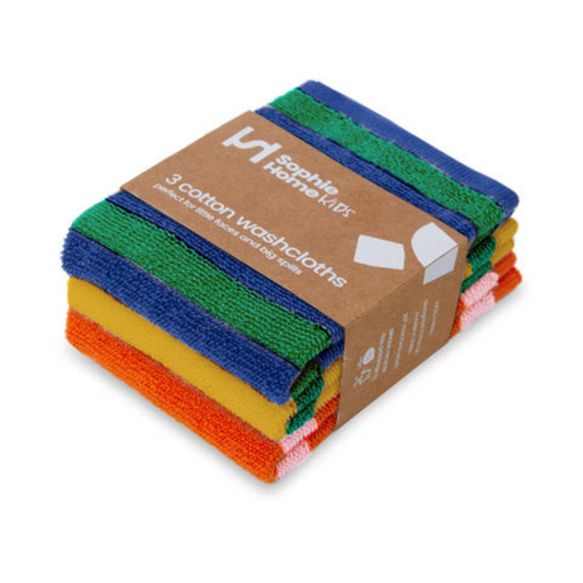 Striped Washcloths: Green/Yellow/Red