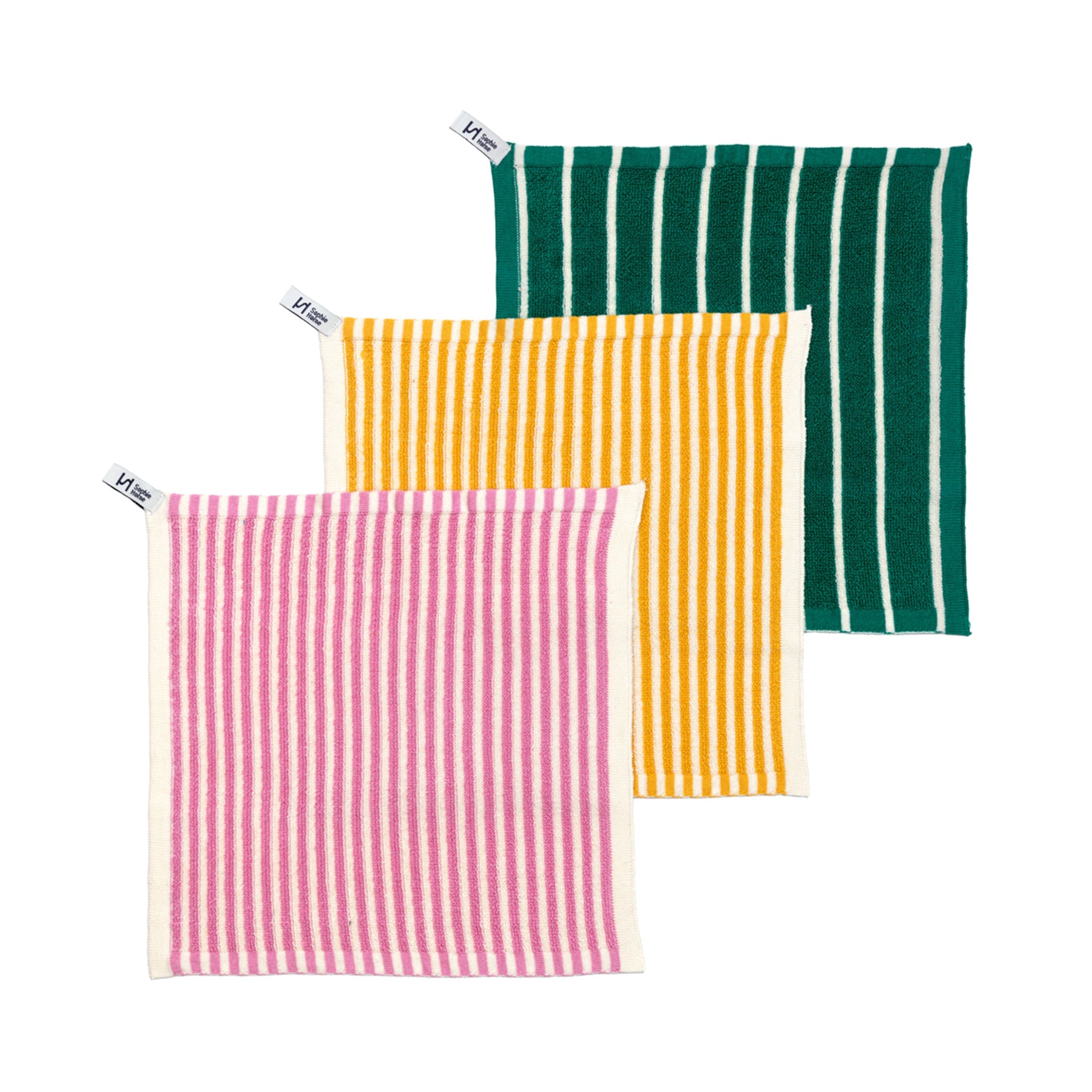 Striped Washcloths: Pink/Yellow/Green