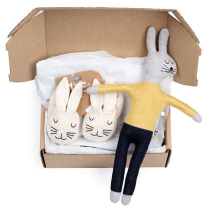 Rabbit Soft Toy & Rabbit Baby Booties Gift Set Bundle