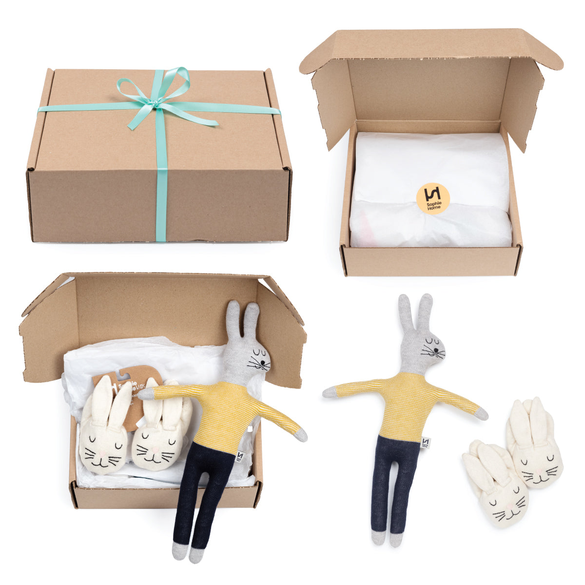 Rabbit Soft Toy & Rabbit Baby Booties Gift Set Bundle