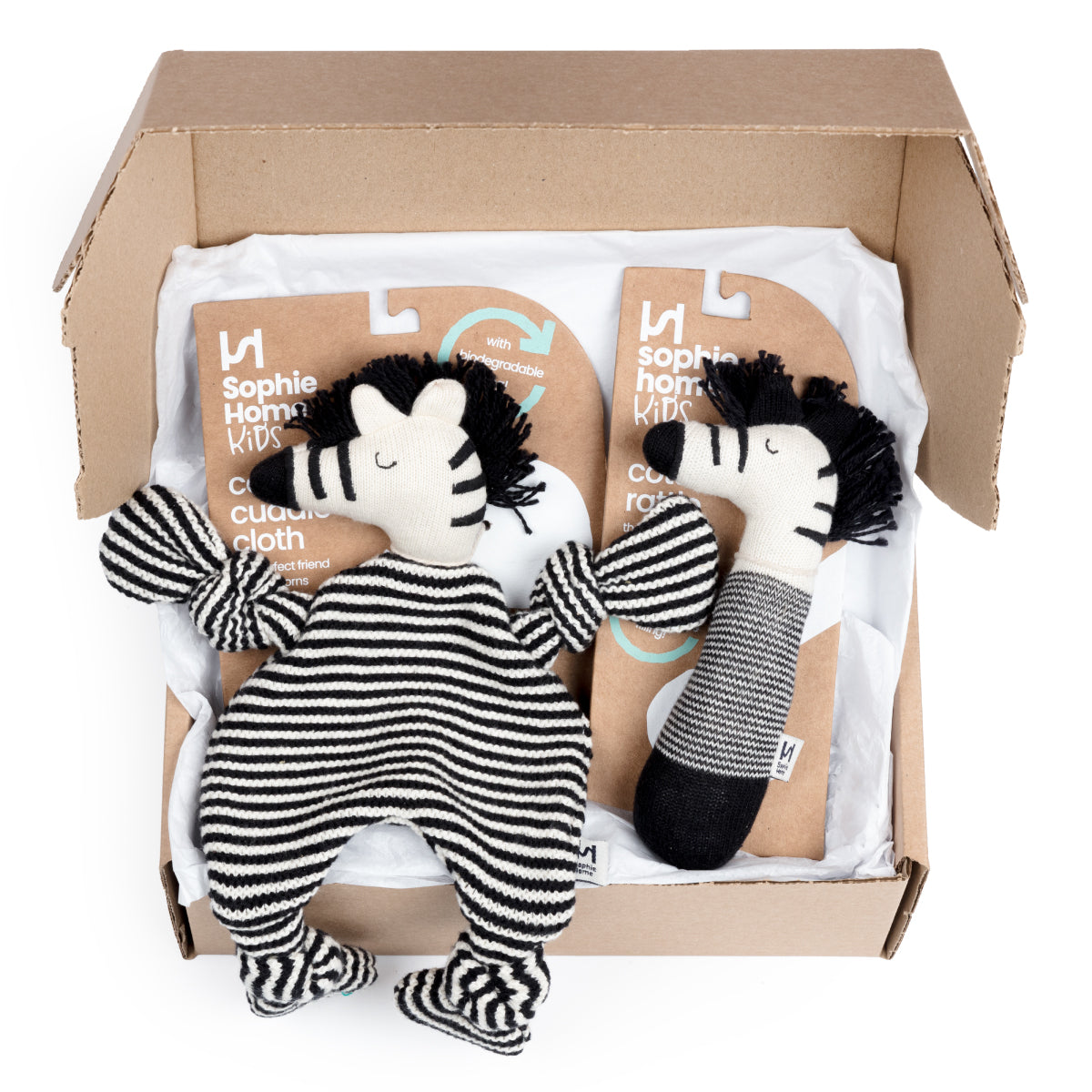 Zebra Comforter & Zebra Rattle Gift Set Bundle