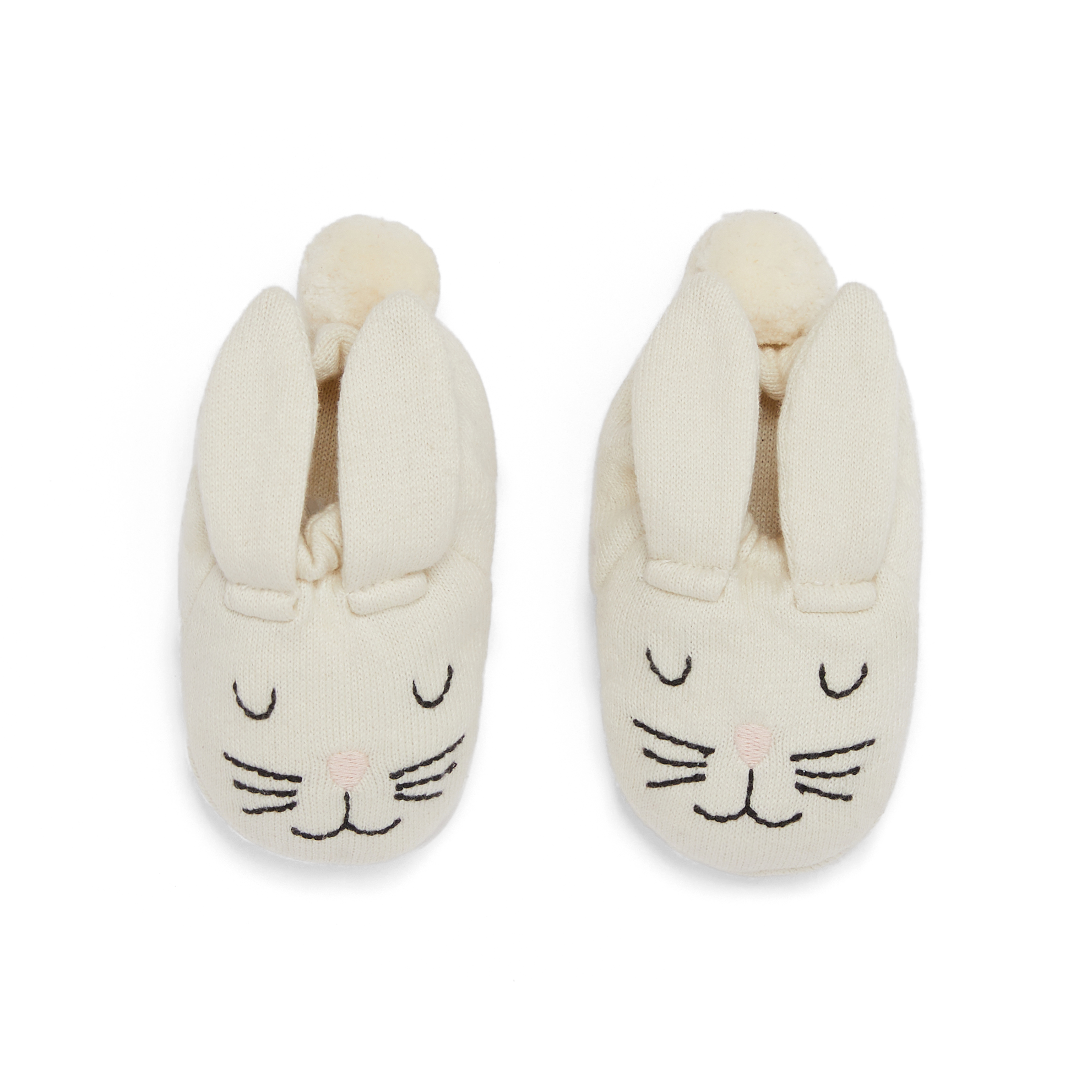 Rabbit Baby Booties: Ivory