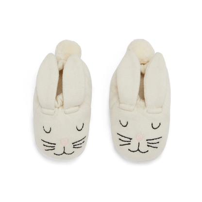 Rabbit Baby Booties: Ivory